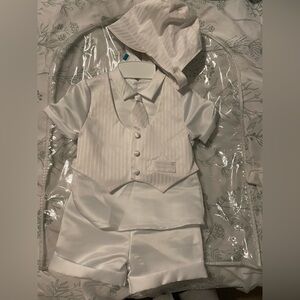 White Baby Boys' Formal Baptism 4 Piece Outfit Size 24 Months